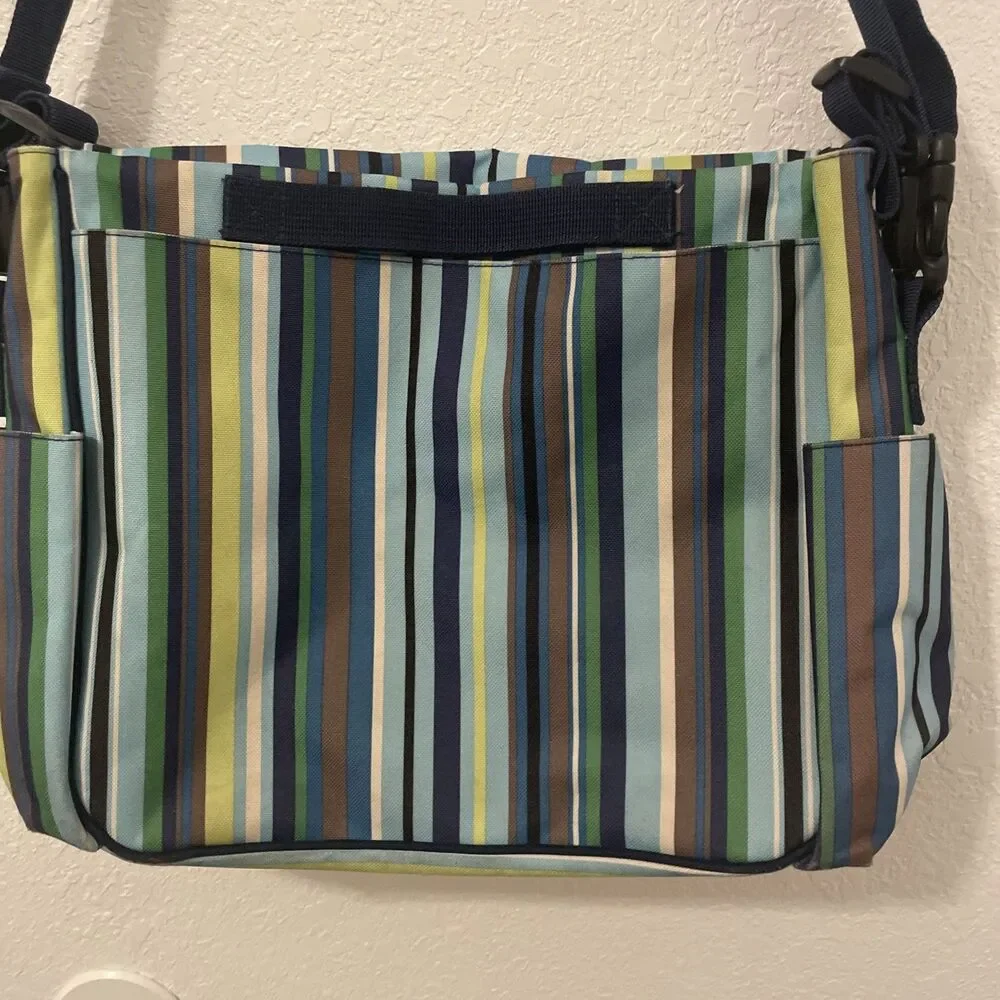 Skip Hop Baby Diaper Bag Unisex Blue Brown Stripes Dad Bag See